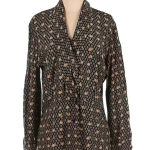 Dana Buchman Vintage  | 100% Silk Black & Gold Button Down Blouse Size 8 Medium M Photo 0