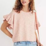 Madewell Ruffle Sleeve sweater tee t-shirt peach color M Photo 0