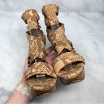 Casadei  Mesh Snakeskin Strappy Bandage Wrap Chunky Platform Block Heel Sandals Photo 6