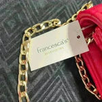 Francesca’s NWT Red Quilted Chevron Gold Chain Link Handbag Photo 5