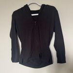 Susana Monaco Black Fitted Tie Front Hoodie Photo 0