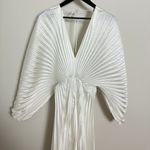 ACLER Wonastow Long Sleeve Pleated Satin Maxi Dress in Ivory Size US 4 White Photo 5