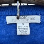 Vintage Blue Light Weight Christmas Cardigan Sweater Santa Presents Tree SMALL Photo 4