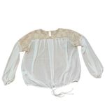 Ro & De Women's Blouse Top M White Cream Sheer Long Sleeve Lace Detail USA Made Photo 6