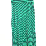 Like New Maxi Green Striped Long Skirt Asymmetrical Pattern Size M Photo 0