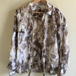 T Tahari  FULL ZIP UP LIGHT JACKET‎ ABSTRACT PRINT TOP WOMENS SIZE M COTTON Photo 0