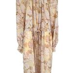 Stine Goya Lydia Silk Long Sleeve Midi Dress size Large Floral Drawstring Waist Yellow Photo 2