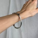 Boutique Dainty Silver Tone LOVE Cursive Bangle Bracelet Minimalist Romantic Boho NWOT Photo 2