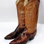 Dan Post Vintage  Genuine Teju Lizard Exotic Leather Cowboy Western Boots Brown 6 Photo 3