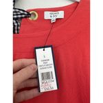 Crown & Ivy NEW Womens L - Wide Neck Bow Detail 3/4 Sleeve Coral Pink Red Blouse Photo 3