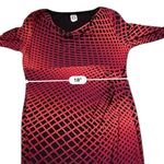 Anne Klein  Cowl Neck Ruched Sheath Dress Sz 16 Red Black Geometric Print Photo 6