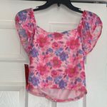 Almost Famous 🍂 pink purple floral ruched crop top blouse🍂 Photo 2