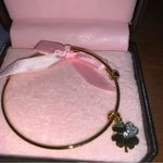 Juicy Couture Retro  Pam & Gela Gold Clover w Silver Crystal Wish Bangle Bracelet Photo 1