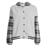 Derek Heart Baggy Varsity Boyfriend Jacket with Hood Size M Juniors Womens New Photo 1