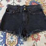 Urban Outfitters  BDG Black High Rise Denim Shorts Raw Fringe Hem W27 Photo 0