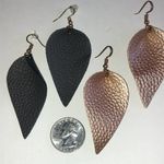 Chic Metallic And Black Boho Leaf Earrings Gold Photo 1
