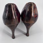 Donald J Pliner tortoise peep toe pumps size 6.5 patent patchwork Brown Photo 6