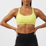 Lululemon Energy Bra Neon Yellow Crisscross Straps Athletic Top Size 4 Photo 5