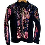 Weissman Black Velvet Sequin Bomber Jacket Rainbow Sparkle Dance Costume Top Photo 0