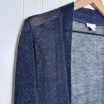 J. Jill Linen Blend Open Front Long Cardigan Navy Blue Pockets Womens Size Large Photo 1