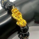 Gold tone dragon Feng shui lucky bracelet Black Photo 5