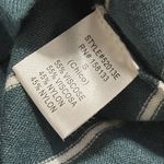 Staccato  size small round hem teal green striped sweater long sleeve boat neck Photo 4