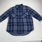Seven7  Double Layer Gauzy Cotton Blue Plaid 3/4 Sleeve Button Up Shirt Size M Photo 8
