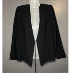 Vintage Cardigan Women's Size 16 Mesh Tasseled Sheer Back Fringed Lightweight Black Photo 0