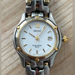 Seiko  Vintage Ladies Watch Two-Tone Bracelet White Dial Gold-Tone Hands Markers Photo 1