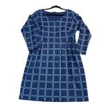 Boden Eliza Dress 16L Tall Blue Grid Midi V Neck Long Sleeve Lined Work Office Size undefined Photo 2