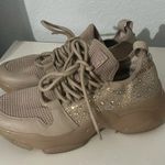 Steve Madden Women’s Lesly Sneakers Beige Rhinestone Bling Size 8.5 Photo 1