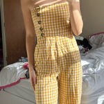 Lulus  Gingham Yellow Jumpsuit Photo 0