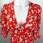 Rixo NWT Red Daisy Floral Plunging V Photo 2