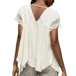Anthropologie By  V-Neck Cream Lace Women's Top size medium Photo 1