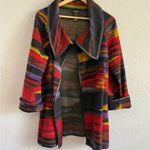 Ali Miles Southwestern Aztec Blanket Sweater/Jacket Size Large Cowl Neck Black Photo 1
