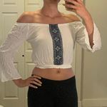 White embroidered bell sleeve top Size XS Photo 0