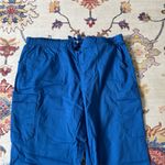 Butter Soft  Royal Blue Straight Leg Cargo Scrub Pants Mid Rise Large Petite Photo 1