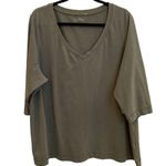 Caslon π« 3/4 Sleeve Stretch Cotton V-Neck, Long Tee, Olive Green, Plus-Size 2X Photo 1