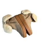 J Slides Womens Beige Faux Fur Lined Suede Platform Ankle Boots Size 8 warm Brown Photo 4