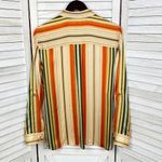Jones New York  Signature Satin Retro Multi Stripe Blouse Cream Multi Medium Photo 7