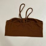 Cider Brown Ribbed Cutout Crop Top Size Small Minimalist Y2K Stretch Photo 1