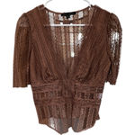 Haute Monde  Brown Lace Blouse Photo 0