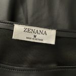 Zenana  Black Faux Leather Short Sleeve Crop Top Photo 6