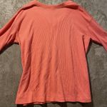 Woman Within  Shirt Womens 1x Plus Peach Ribbed Vneck Quarter Sleeve Orange Top Photo 3
