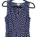 Rebecca Taylor Silk Graphic Print Sleeveless V Neck Fit Flare Dress Blue Size 6 Photo 5
