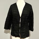 Chico's Black Linen Striped Jacket Sweater Photo 0