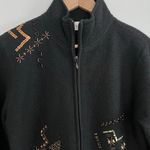 Chico's Beaded Embroidered 100% Wool Full Zip Jacket Womens 0 Sequin Embellished Photo 1