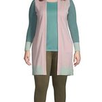 Lands' End Two Piece Pink&Green Color Block Maxi Dress&Longline Cardigan Sz.3X Photo 1