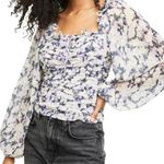 Free People Mabel Printed Blouse Lilac Combo Photo 0