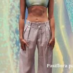 Mami Swimwear RTW Pasiflora 100% Linen Pleated Wide Leg Trousers in Lavender Purple Size M Photo 10